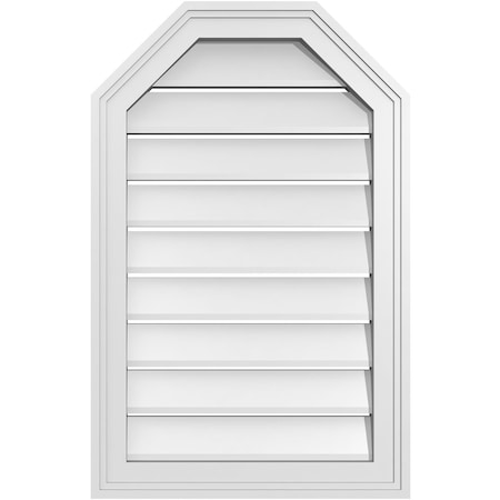Ekena Millwork Octagonal Top Surface Mount PVC Gable Vent w/ 2"W x 1-1/2"P Brickmould Frame, 18"W x 28"H GVPOT18X2802SF